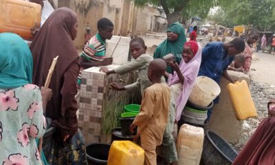 Children fetching water at one of the boreholes dug with the COVID 19 Intervention Fund in Gashua Yobe State scaled